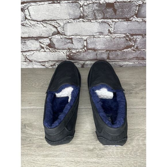UGG Ascot Slipper Blue Matte Leather Navy Wool Loafers Men’s 10M US/43EU 1103889 - Picture 5 of 16